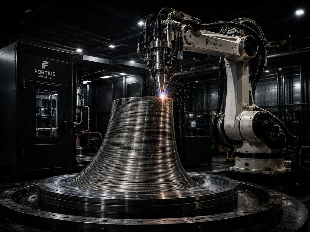 Robotic cell depositing a large bell-shaped component