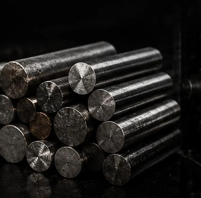 Raw alloy stock: billets and rod before processing