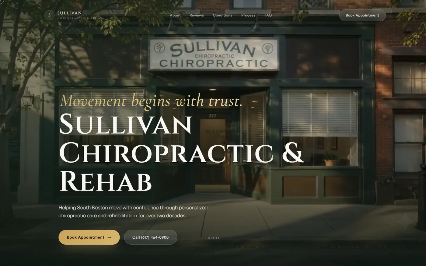 The Sullivan Chiropractic & Rehab website, built by SiteYourStory.
