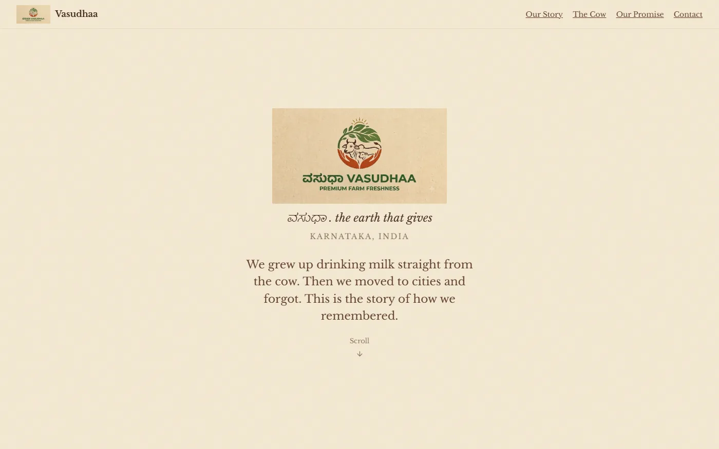 The Vasudhaa Farms website, built by SiteYourStory.