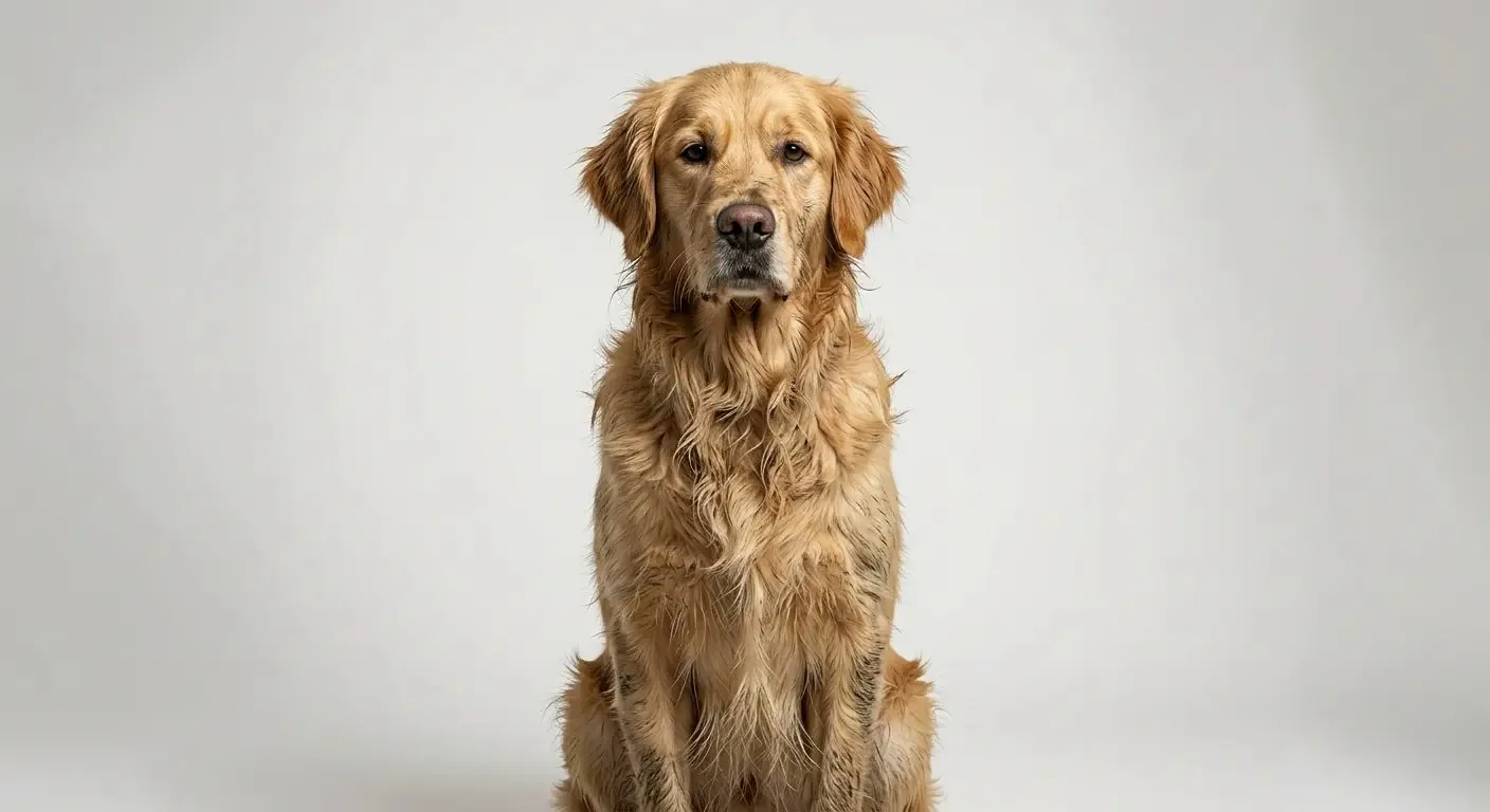 Dog before and after a professional home grooming session — before