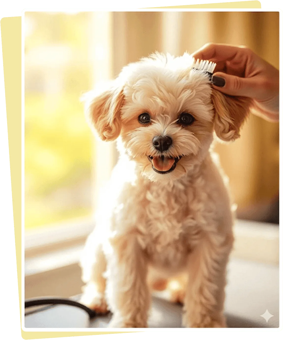 Pup being brushed
