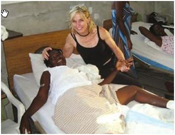 Kathi treating a patient in Haiti